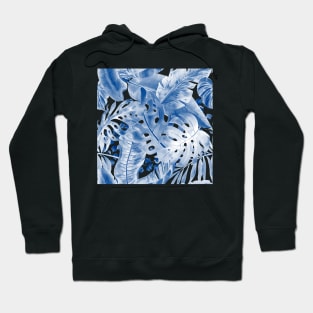 Mediterranean Dusty Blue Tropical Foliage Hoodie